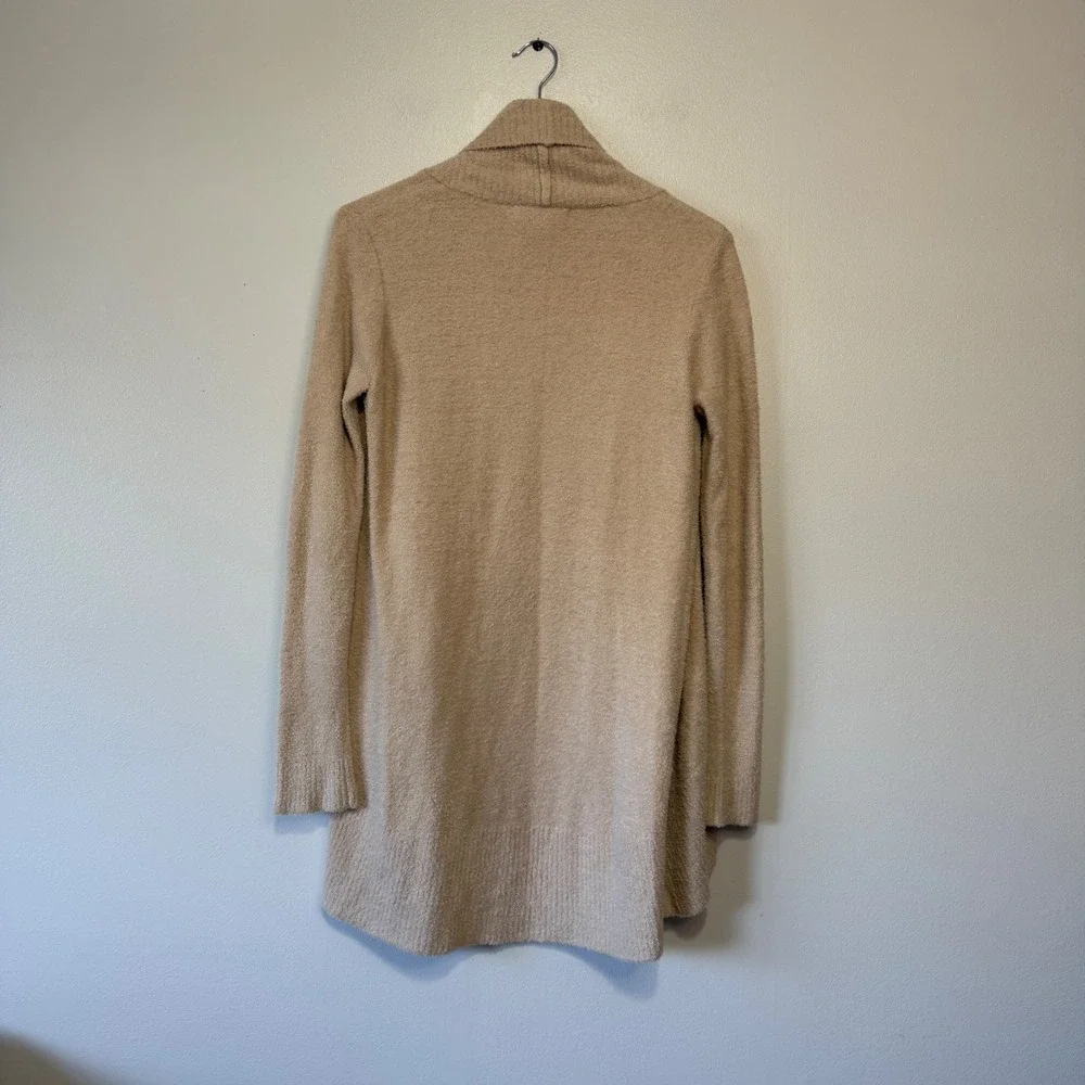 Barefoot Dreams CozyChic Lite Cardigan Shawl Collar Pockets Tan XS S - Picture 2 of 7